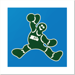 Jumping Milwaukee Bucks Gingerbread Man Posters and Art